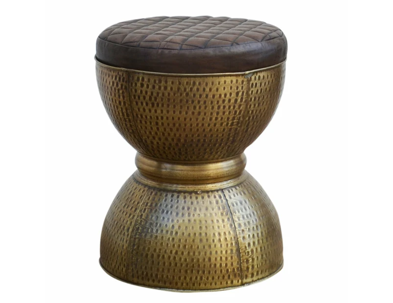 Di Maggio Vintage Rustic Copper Look Drum Foot Stool Ottoman