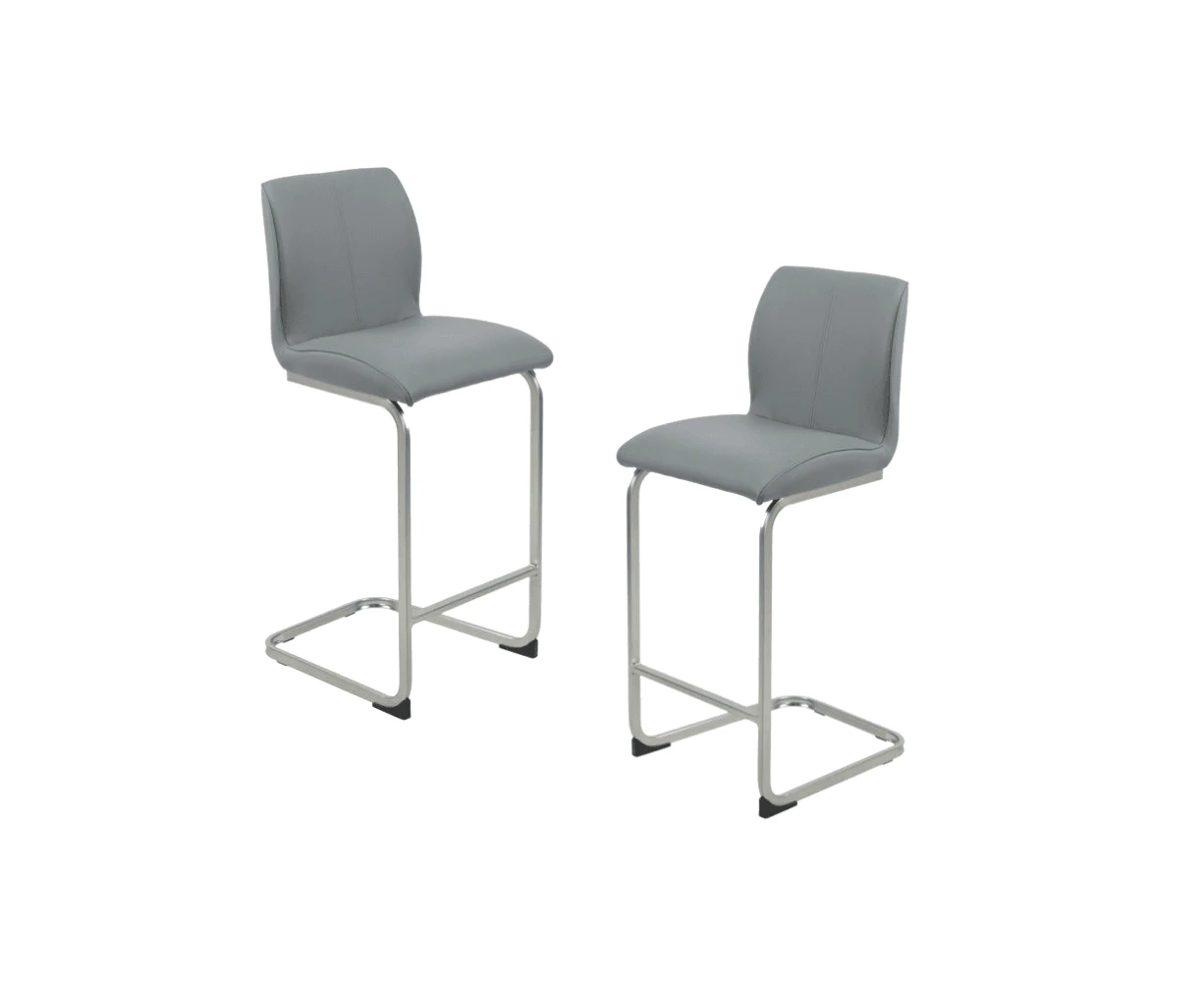 Raimon Furniture Set Of 2 Minga Eco Leather Kitchen Counter Bar Stools - Grey