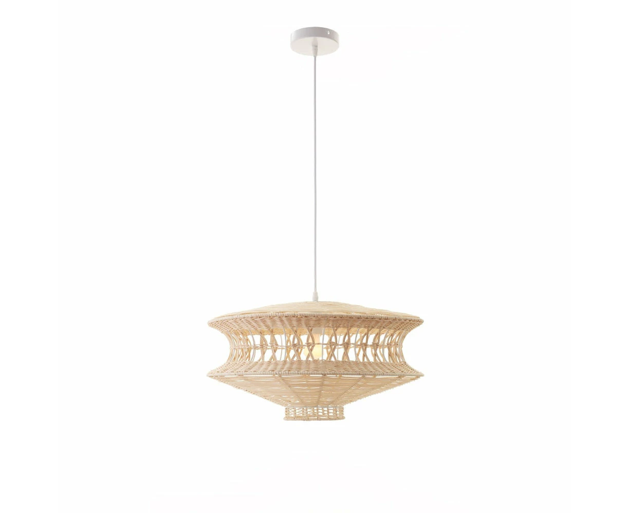 Klemens Cylindrical Disc Rattan Pendant Lamp Light Natural