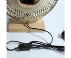 Linda Toroidal Circular Shape Bamboo Table Lamp Light Black Natural