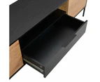 Design Square Everly Scandinavian Lowline Entertainment Unit TV Stand 170cm - Black/Oak