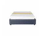 Designer Fabric Bed Frame Platform Base Double Size W/ 3-Drawers - Dark Grey