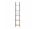 Randy 5-Tier Narrow Bookcase Display Shelf - Oak/Black