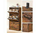 3 Tier Shoe Cabinet Induatrial Rustic Brown