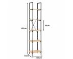 Design Square Randy 5-Tier Narrow Bookcase Display Shelf - Oak/Black