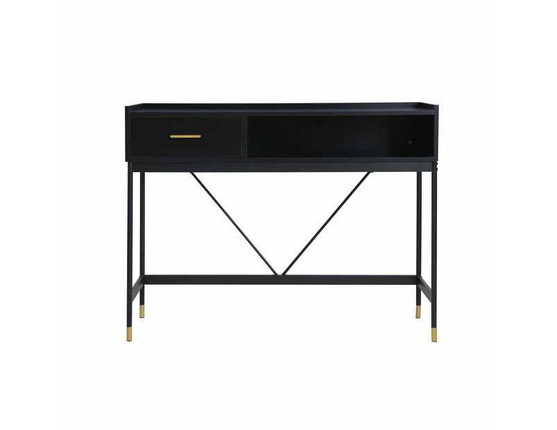 Maestro Furniture Alcone Hallway Console Hall Wooden Table W/ Gold Accents - Satin Black