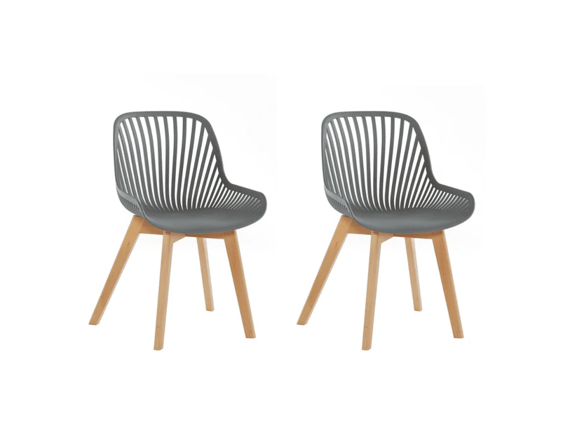 Set Of 2 Amira Kitchen Dining Chairs - Grey/Oak - Grey