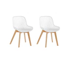 Set Of 2 Amira Kitchen Dining Chairs - White/Oak - White