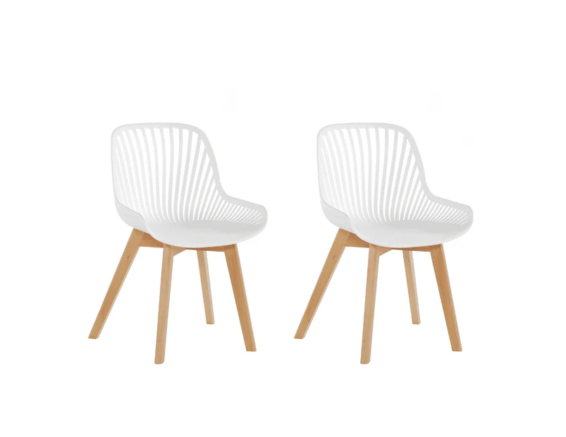 Set Of 2 Amira Kitchen Dining Chairs - White/Oak - White