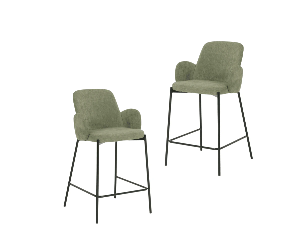 Raimon Furniture Set Of 2 Shae Knit Fabric Modern Kitchen Counter Bar Stool - Sage