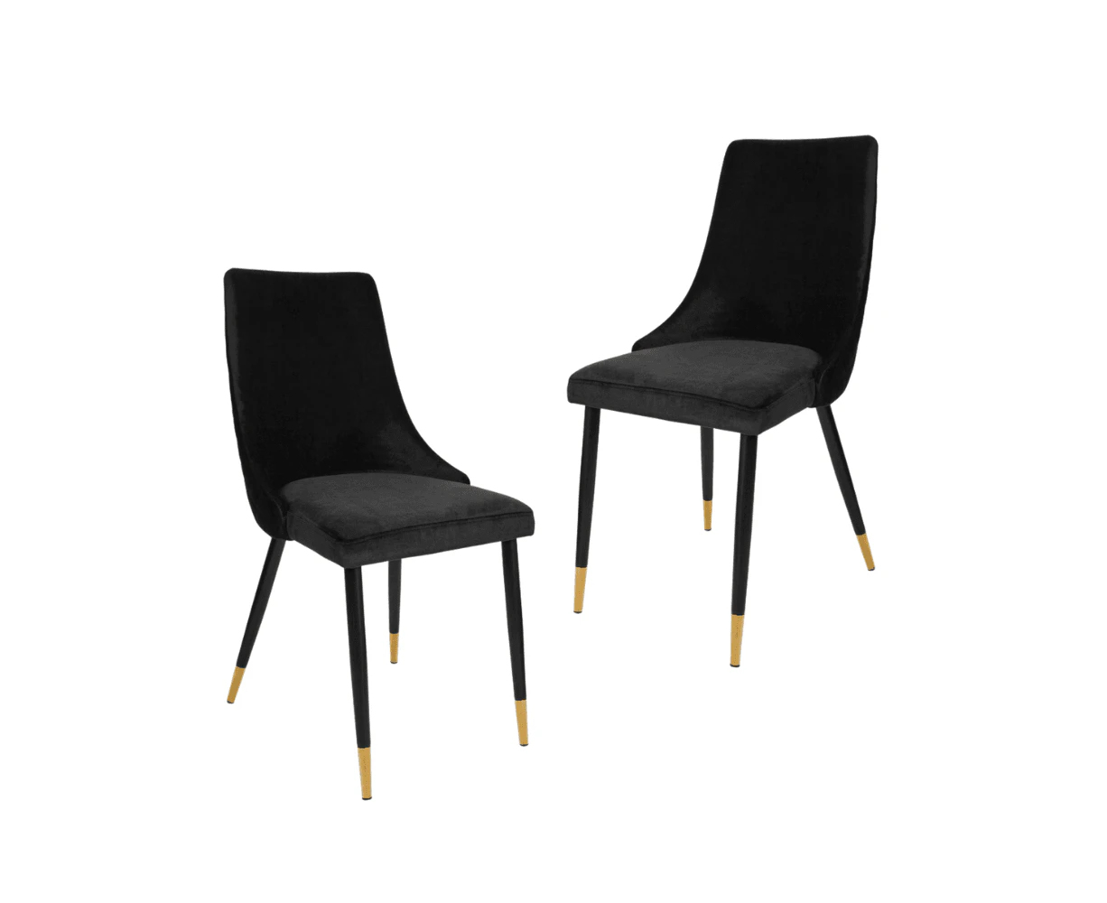 Raimon Furniture Set Of 2 Kira Velvet Fabric Modern Kitchen Dining Chair - Black