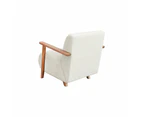 Alva Boucle Fabric Relaxing Accent Occasional Lounge Chair Solid Wood Frame - Ivory