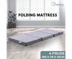 4 Fold Memory Foam Folding Mattress Dark Grey Velvet