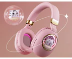 Cute Cat Cartoon Kids B4 LED Light Bluetooth Luminous Bass Stereo Wireless Headphones - Beige