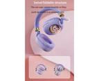 Cute Cat Cartoon Kids B4 LED Light Bluetooth Luminous Bass Stereo Wireless Headphones - Beige
