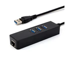 USB 3.0 HUB 3 Port with RJ45 Ethernet Adapter 100Mbps to PC MAC Laptop