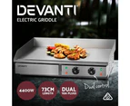 Devanti Commercial Electric Griddle 73cm BBQ Grill Plate 4400W