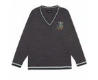 Harry Potter Childrens/Kids Slytherin Knitted Jumper (Grey/Green) - HE1206