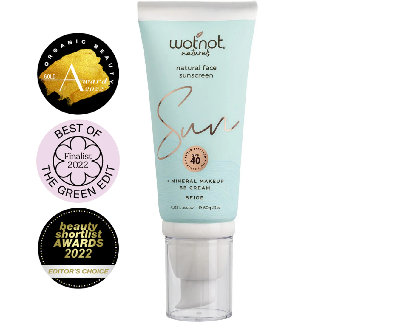 Wotnot 40 SPF Natural Face Sunscreen, BB Cream & Mineral Makeup Beige (60 g)