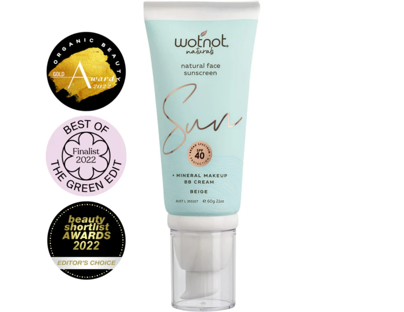 Wotnot 40 SPF Natural Face Sunscreen, BB Cream & Mineral Makeup Beige (60 g)