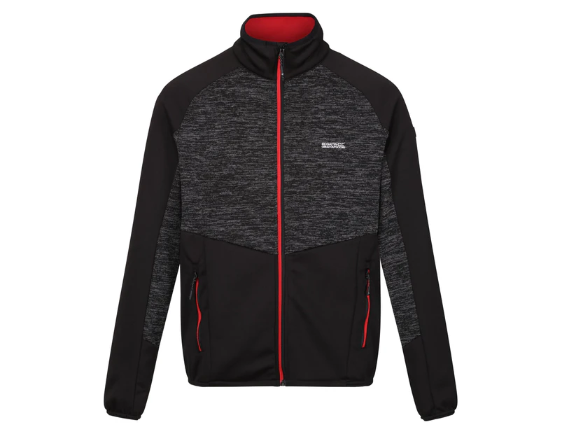 Regatta Mens Coladane V Marl Full Zip Fleece Jacket (Black/Danger Red) - RG8815