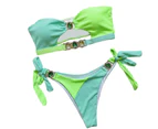 2 Pcs/Set Beach Bikini Set Set Water Sports Clothes-Green