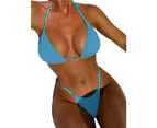 2 Pcs/Set Beach Bikini Set Set Water Sports Clothes-Blue