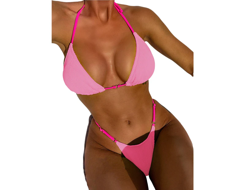 2 Pcs/Set Beach Bikini Set Set Water Sports Clothes-Pink