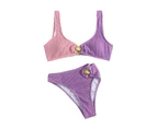 1 Set Women Swimwear Split Bathing Suit Beach Clothing-Purple