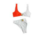 1 Set Women Swimwear Split Bathing Suit Beach Clothing-White