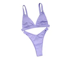 1 Set Bathing Suit Solid Briefs Swimwear Set for Women-Purple
