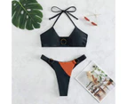 2 Pcs/Set Summer Beach Swimsuit Water Sports Clothes-Black
