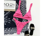 1 Set Bathing Suit Solid Briefs Swimwear Set for Women-Pink