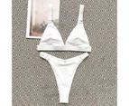 1 Set Bathing Suit Solid Briefs Swimwear Set for Women-White