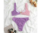 1 Set Women Swimwear Split Bathing Suit Beach Clothing-Purple