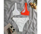 1 Set Women Swimwear Split Bathing Suit Beach Clothing-White