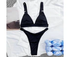 1 Set Bathing Suit Solid Briefs Swimwear Set for Women-Black