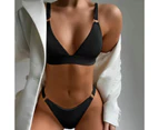 1 Set Bathing Suit Solid Briefs Swimwear Set for Women-Black