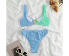 1 Set Women Swimwear Split Bathing Suit Beach Clothing-Blue
