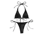 2 Pcs/Set Women Bikini Set Suit Water Sports Clothes-Black