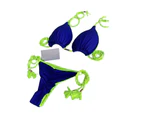 2Pcs/Set Braided Rope Tassel Padded Wireless Ruched Bikini Set Lady Triangle Bra Low Waist Panties Set-Royal Blue