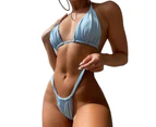 2 Pcs/Set Women Bikini Set Suit Water Sports Clothes-Baby Blue