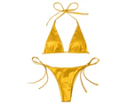 2 Pcs/Set Women Bikini Set Suit Water Sports Clothes-Yellow
