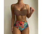 2 Pcs/Set Women Bikini Set Suit Water Sports Clothes-Coffee