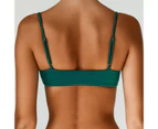 2Pcs/Set Adjustable Spaghetti Straps Small V Neck Bikini Set Sexy Leopard Print Bra Thong Set Beachwear-Green