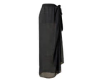 High Waist Side Split Lace-up Cover Up Skirt Solid Color Beach Maxi Skirt Bikini Wrap Beachwear-Black