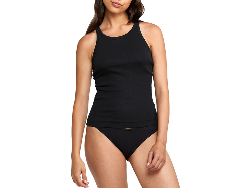 Womens Bonds Organic Cotton Rib Chesty Singlet Black - Black