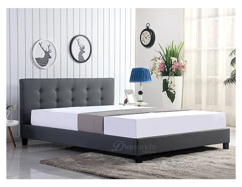 GLADYS Dark Grey Fabric Bed Frame/Queen/Double