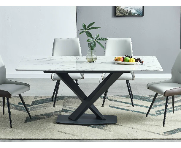 Kingsley White Marble Rectangular Corner Dining Table 1.3/1.5M/1.8M