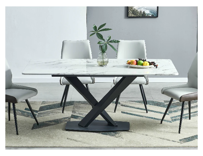 Kingsley White Marble Rectangular Corner Dining Table 1.3/1.5M/1.8M
